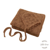 Wool Knitted Wrap with Knitted Bonnet SR054 | NB | Light Brown